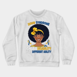 Down Syndrome Awareness Black American Afro Hair Trisomy 21 Crewneck Sweatshirt